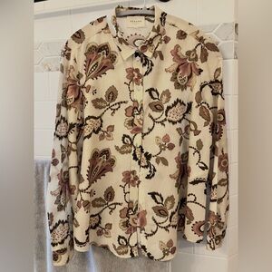 RARE NWOT SEZANE PIERRO SHIRT Merveille Print silk cotton pink/ brown size 38.